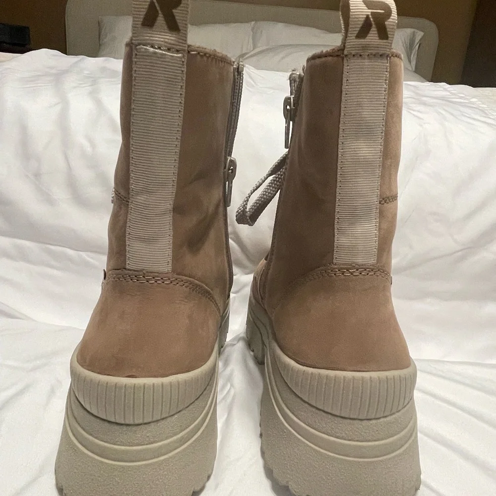 Women’s Taupe Rieker Evolution soft Combat Boots with Side Zip - Picture 5 of 7